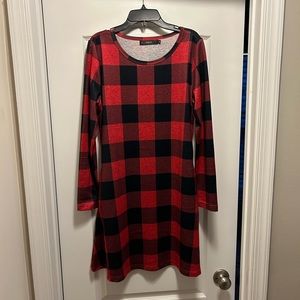 Cotton plaid holiday swing dress. NWOT